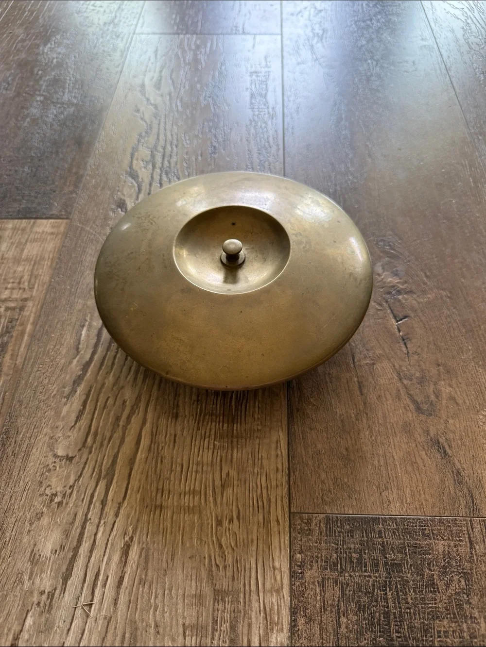 Vintage Brass Lidded Trinket Dish - Brass Finish